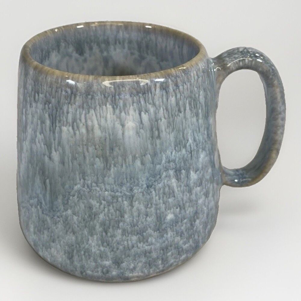 Handcrafted ceramic stoneware mug from Portugal, BARCELA,blue/grey, 14 oz